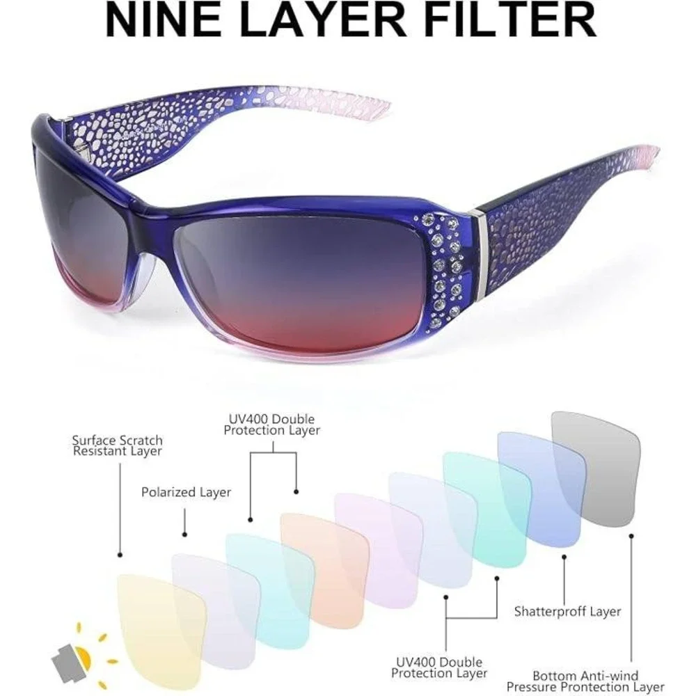 MSRP $26 IGnaef Womens Rhinestone Polarized Sunglasses UV400 Protection